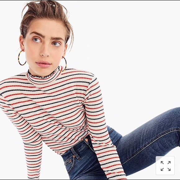 J. Crew Tops - J.Crew Ribbed Mockneck T-Shirt in Stripes